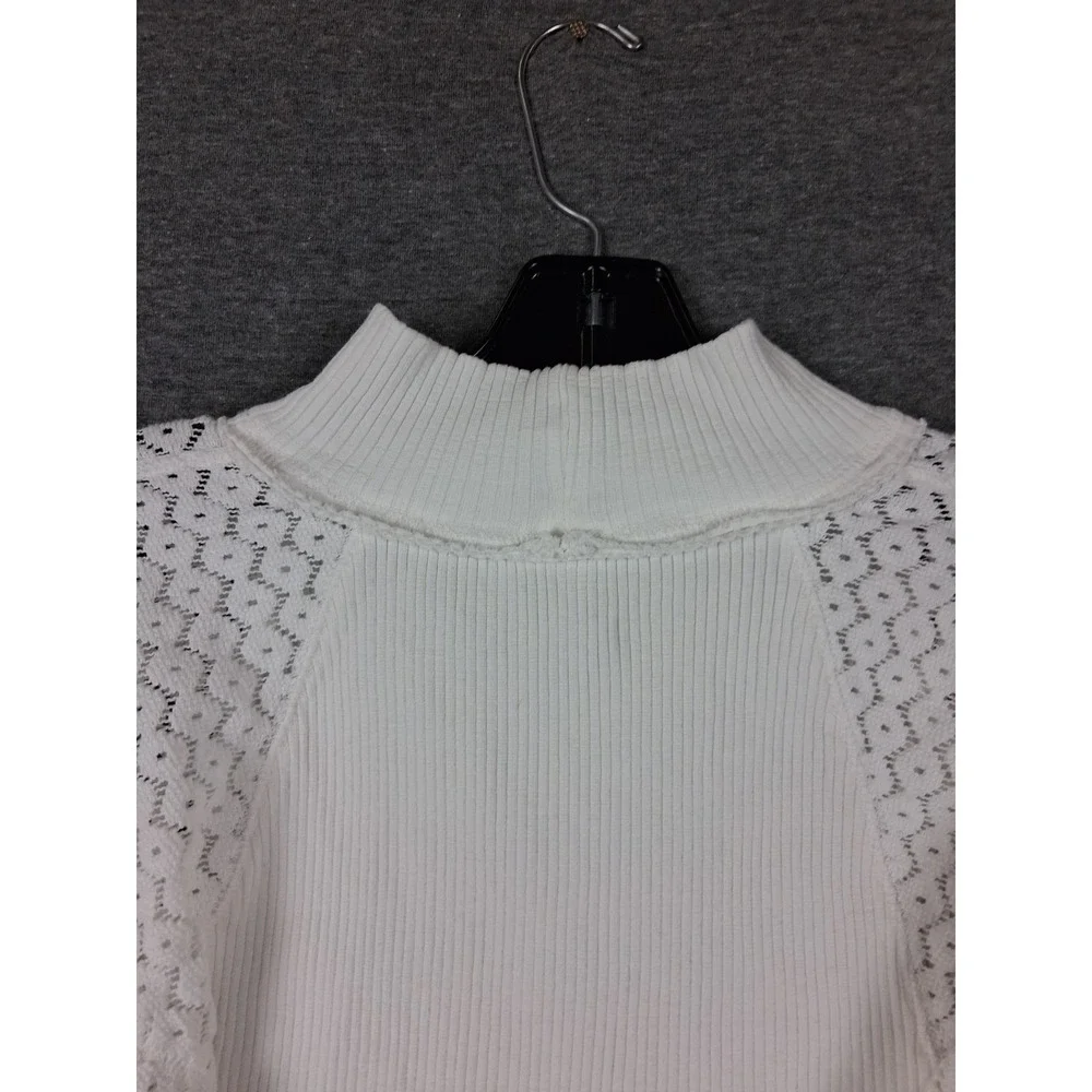 Free People Womens Shirt L White Ivory Love Too Much Ballon Sleeve Boho